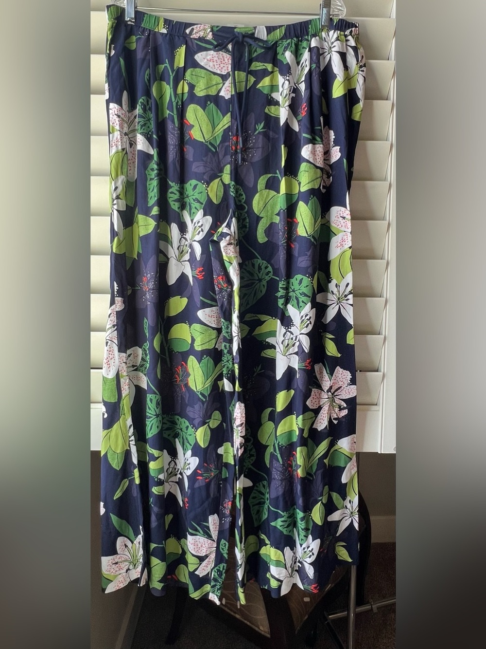 Calia New With Tags XL Navy Floral Wide-Leg Swim Cover up Pants